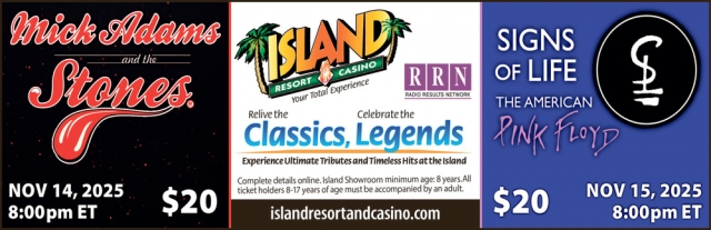 Mick Adams and The Stones, Island Resort & Casino, Harris, MI