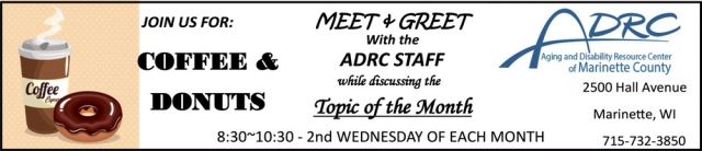 Coffee & Donuts, ADRC - Aging & Disability Resource Center of Marinette County