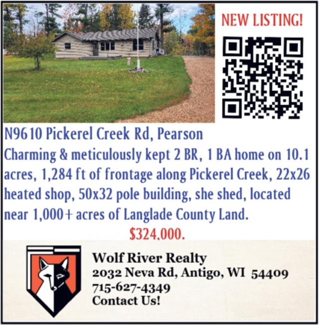 New Listing!, Wolf River Realty, Antigo, WI