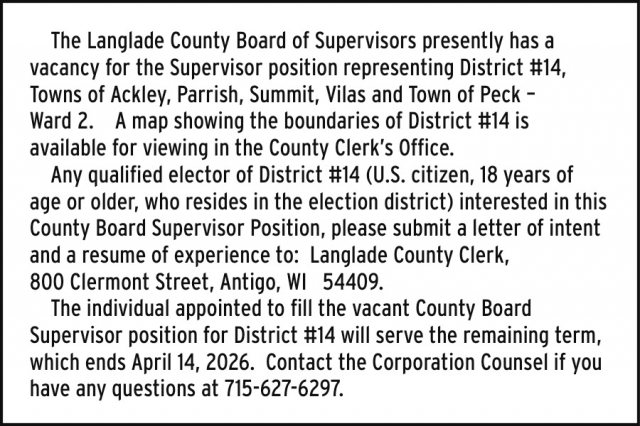 Supervisor, Langlade County
