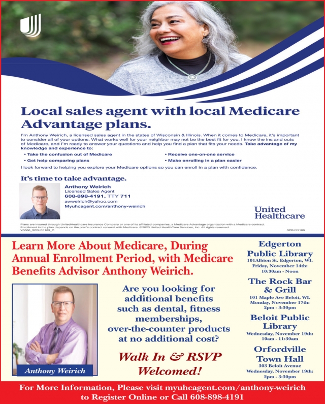 Local Sales Agent with Local Medicare Advantage Plans, United Healthcare - Anthony Weirich, WI
