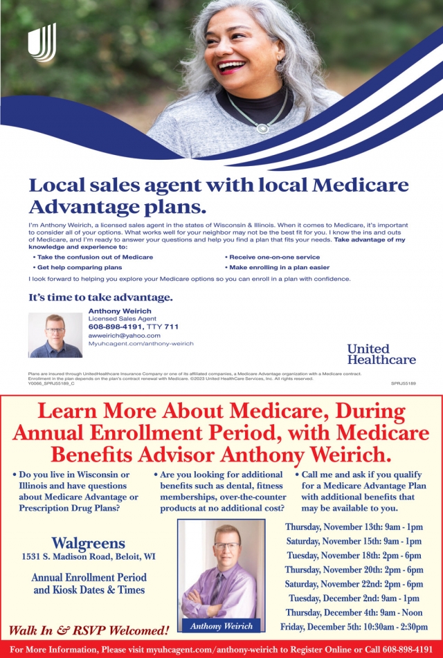 Local Sales Agent with Local Medicare Advantage Plans, United Healthcare - Anthony Weirich, WI