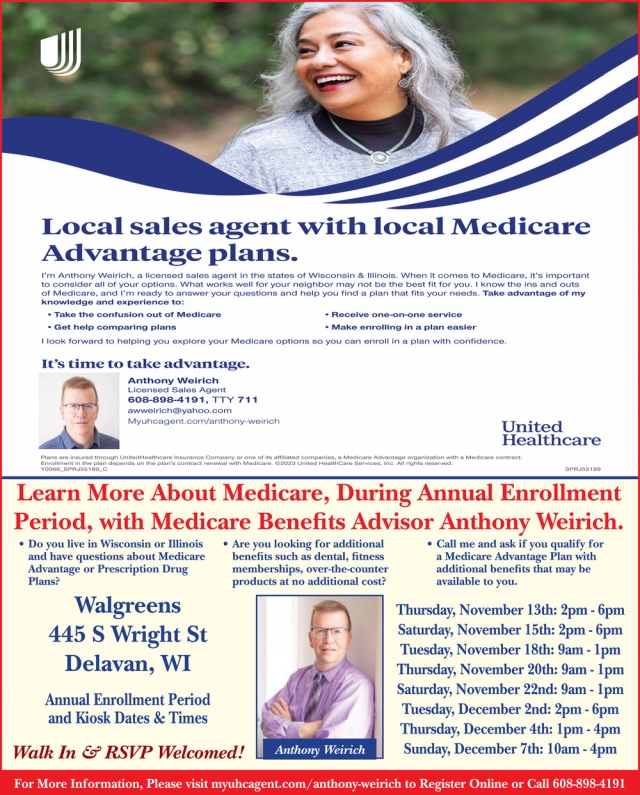 Local Sales Agent with Local Medicare Advantage Plans, United Healthcare - Anthony Weirich, WI