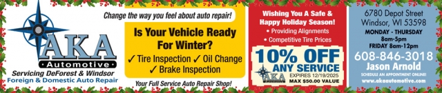 Is Your Vehicle Ready for Fall & Winter?, AKA Automotive LLC, Windsor, WI
