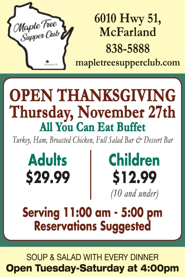 All You Can Eat Buffet, Maple Tree, Mcfarland, WI
