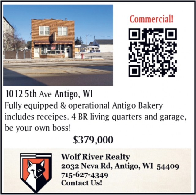 Fully Equipped & Operational Antigo Bakery, Wolf River Realty, Antigo, WI
