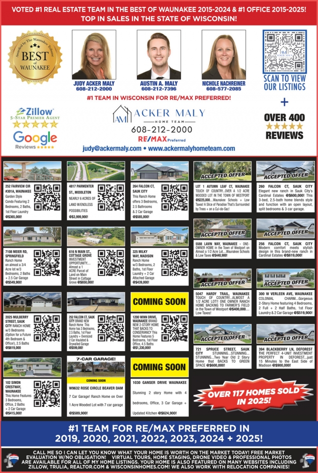 Voted #1 Real Estate Team, Re/Max - Acker Maly Home Team
