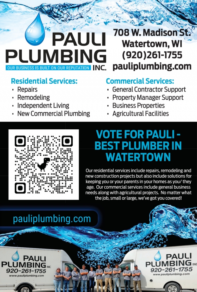 Residential Services, Pauli Plumbing, Watertown, WI