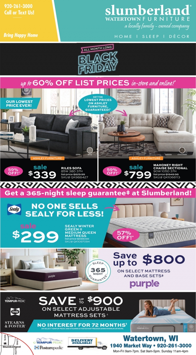 Black Friday Sale, Slumberland Furniture - Watertown, Watertown, WI