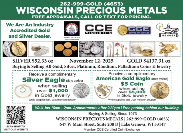 Free Appraisals, Call or Text for Pricing, Wisconsin Precious Metals Refinishing Services, Lake Geneva, WI