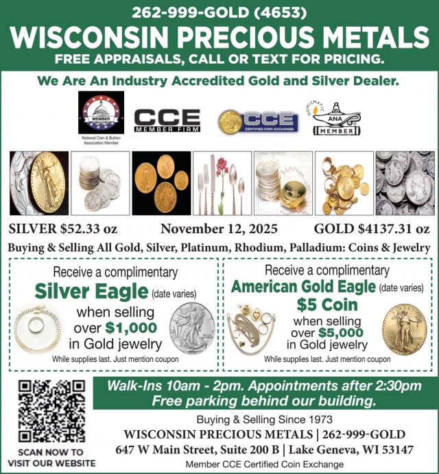 Free Appraisals, Call or Text for Pricing, Wisconsin Precious Metals Refinishing Services, Lake Geneva, WI