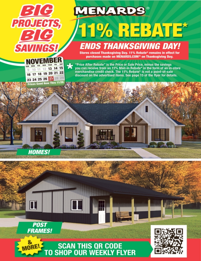 11% Rebate*, Menards, Baraboo, WI