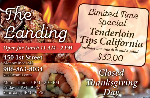 Tenderloin Tips California, The Landing Restaurant, Menominee, MI