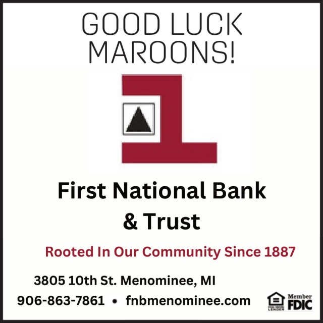 Good Luck Maroons!, First National Bank & Trust Company, Beloit, WI