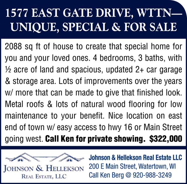 Uniwue, Special & for Sale, Johnson & Hellekson Real Estate, LLC, Watertown, WI