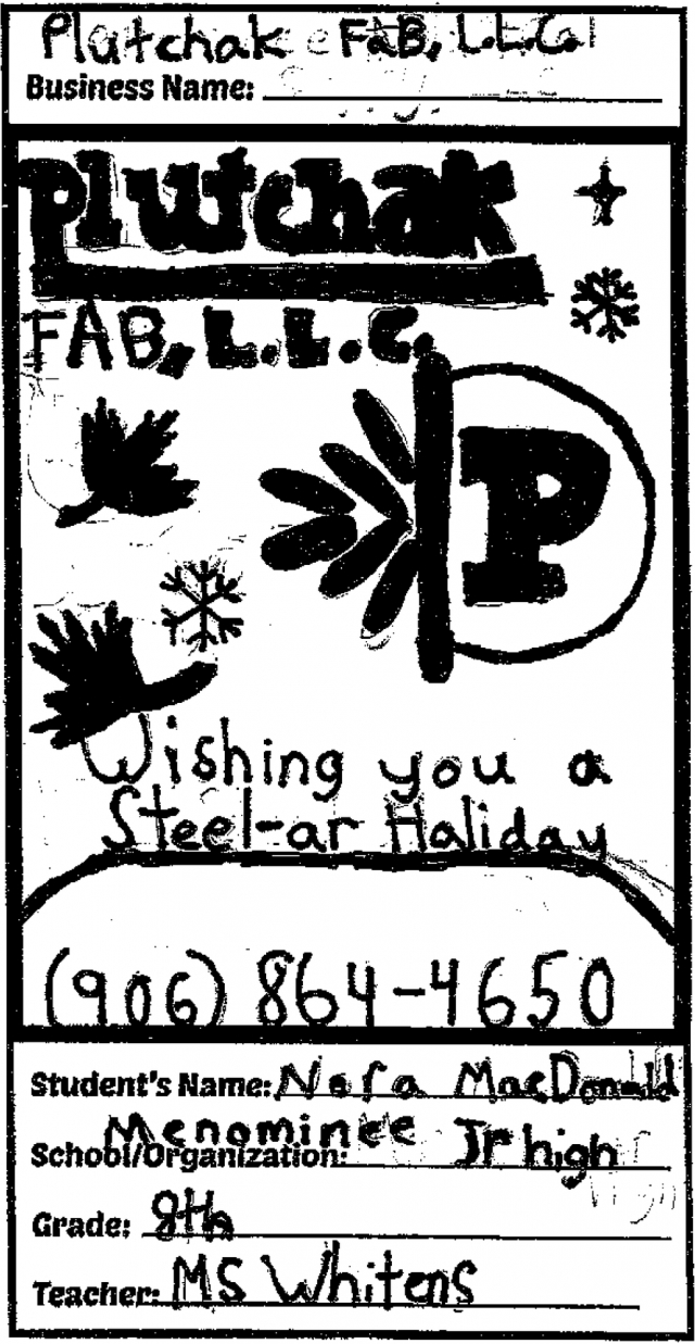 Wishing You a Steel-Ar Holiday, Plutchak Fab, LLC - Plutchak Crane Rental, LLC, Menominee, MI