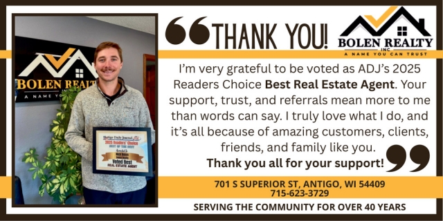 Best Real Estate Agent, Bolen Realty, Antigo, WI