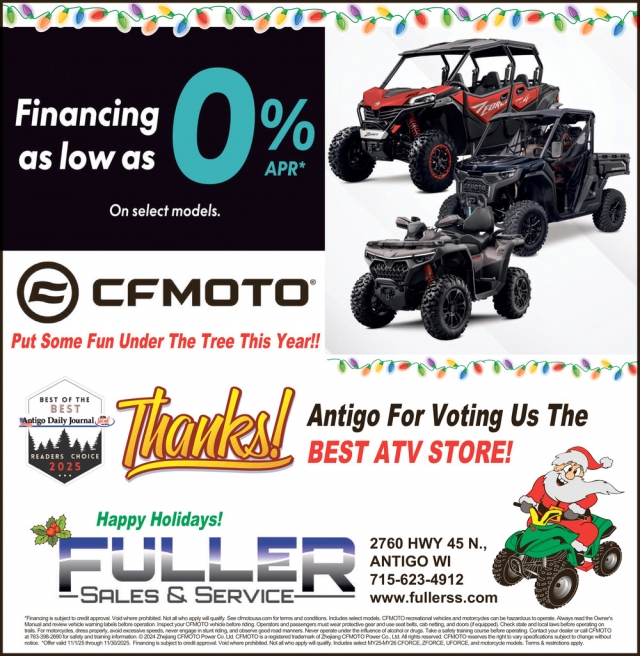 Financing as Low as 0% APR*, Fuller Sales & Service, Antigo, WI