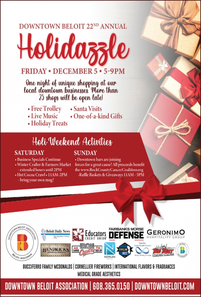 Downtown Beloit 22nd Annual Holidazzle, Downtown Beloit Association, Beloit, WI