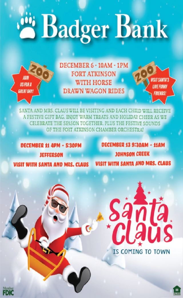 Santa Is Coming To Town, Badger Bank, Fort Atkinson, WI