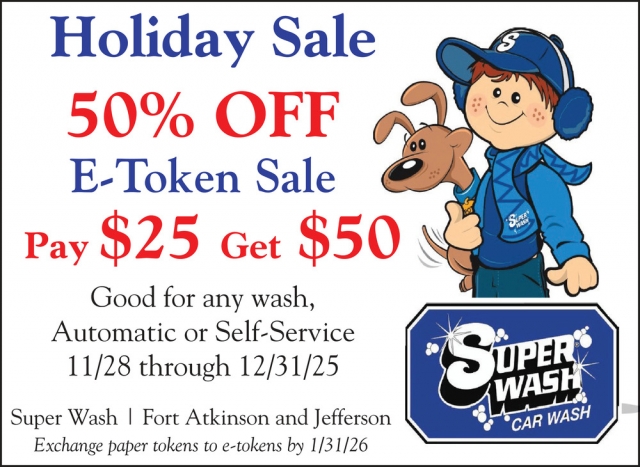 Holiday Sale, Super Wash Car Wash, Fort Atkinson, WI