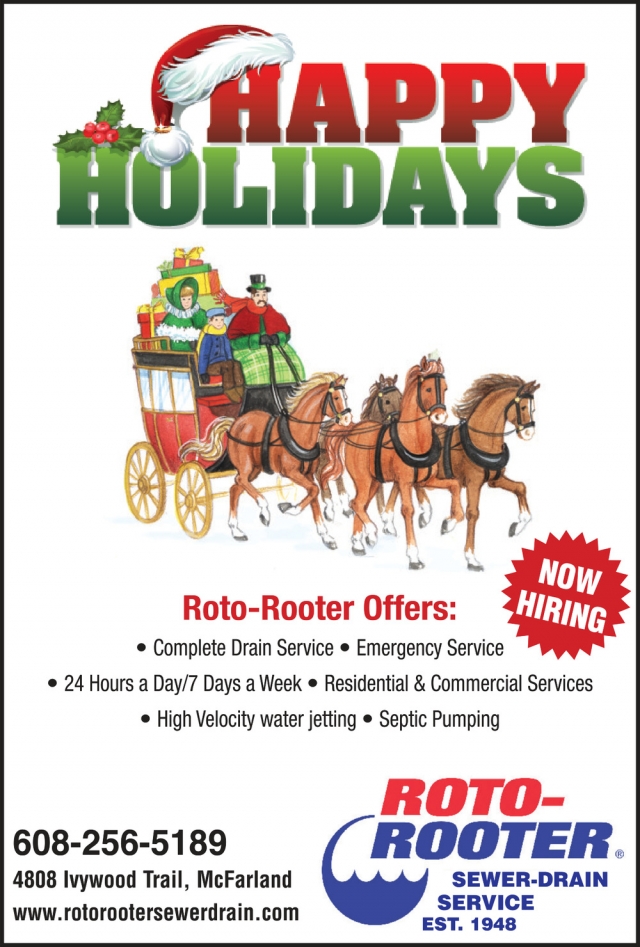 Happy Holidays, Roto-Rooter - Mcfarland