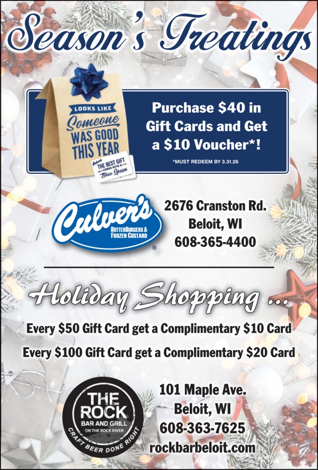 Season's Greatings, Culver's of Beloit, Beloit, WI