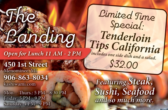 Tenderloin Tips California, The Landing Restaurant, Menominee, MI