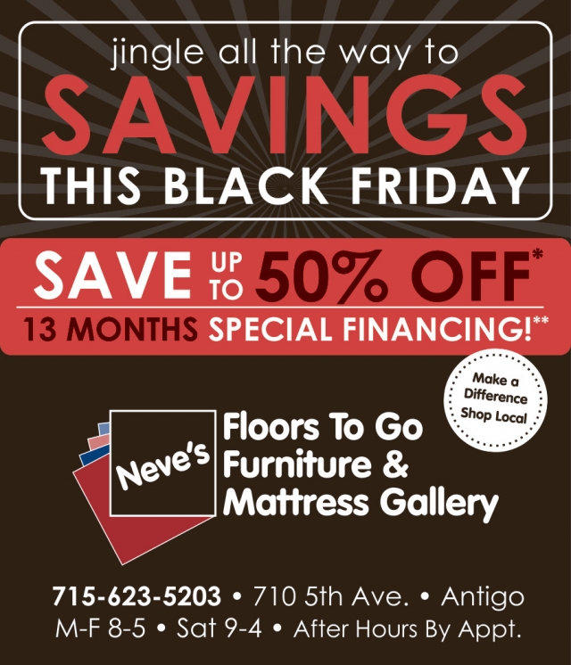 Save up To 50% OFF, Neve's Floors to Go Furniture & Mattress Gallery, Antigo, WI