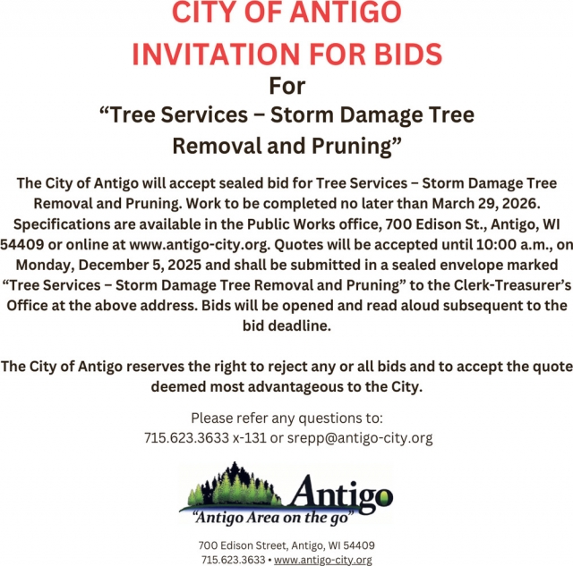 Invitation for Bids, City of Antigo, Antigo, WI