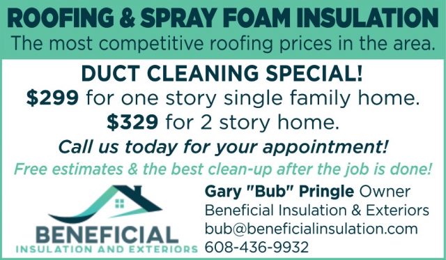 Duct Cleaning Special, Beneficial Insulation and Exteriors, Janesville, WI