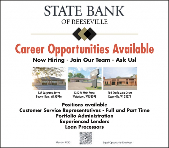 2024 Annual Shareholder Meeting, State Bank of Reeseville, Reeseville, WI