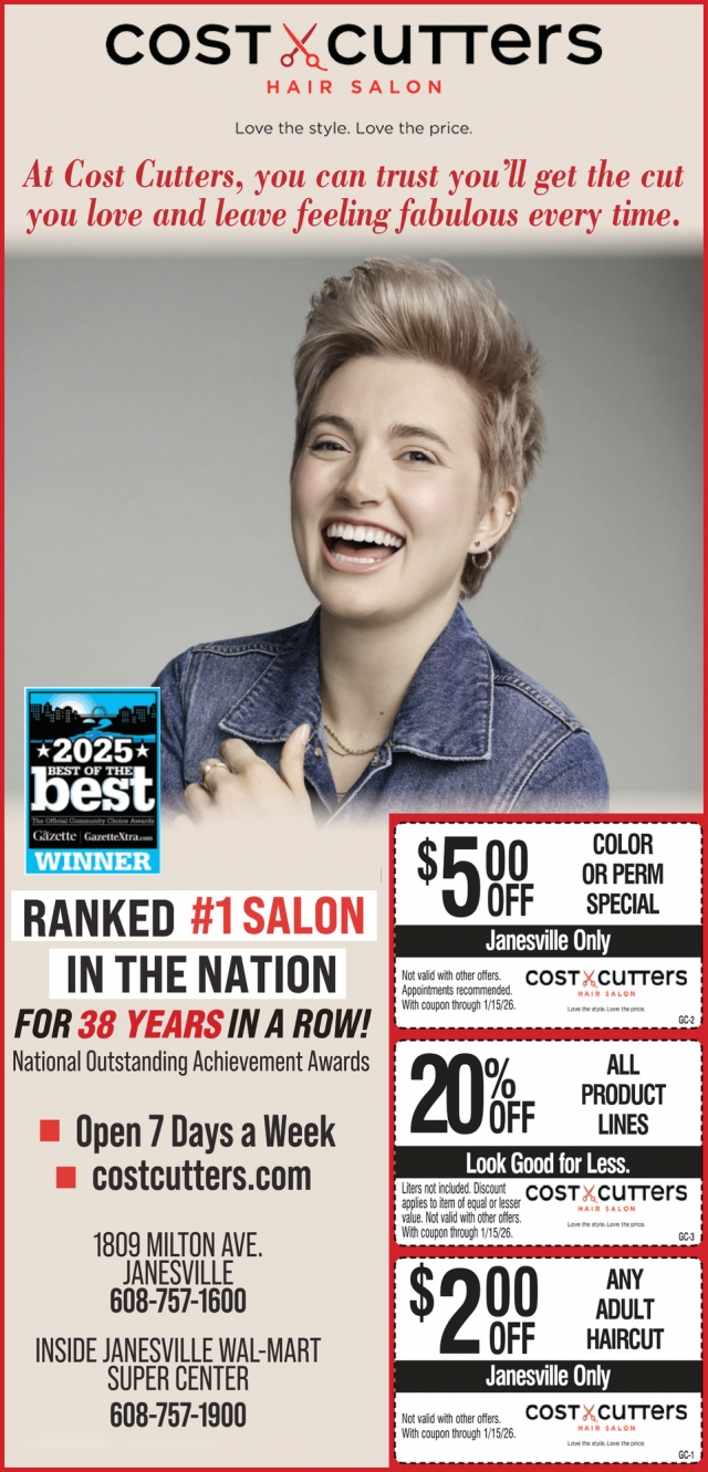 Hair Salon, Cost Cutters , Janesville, WI