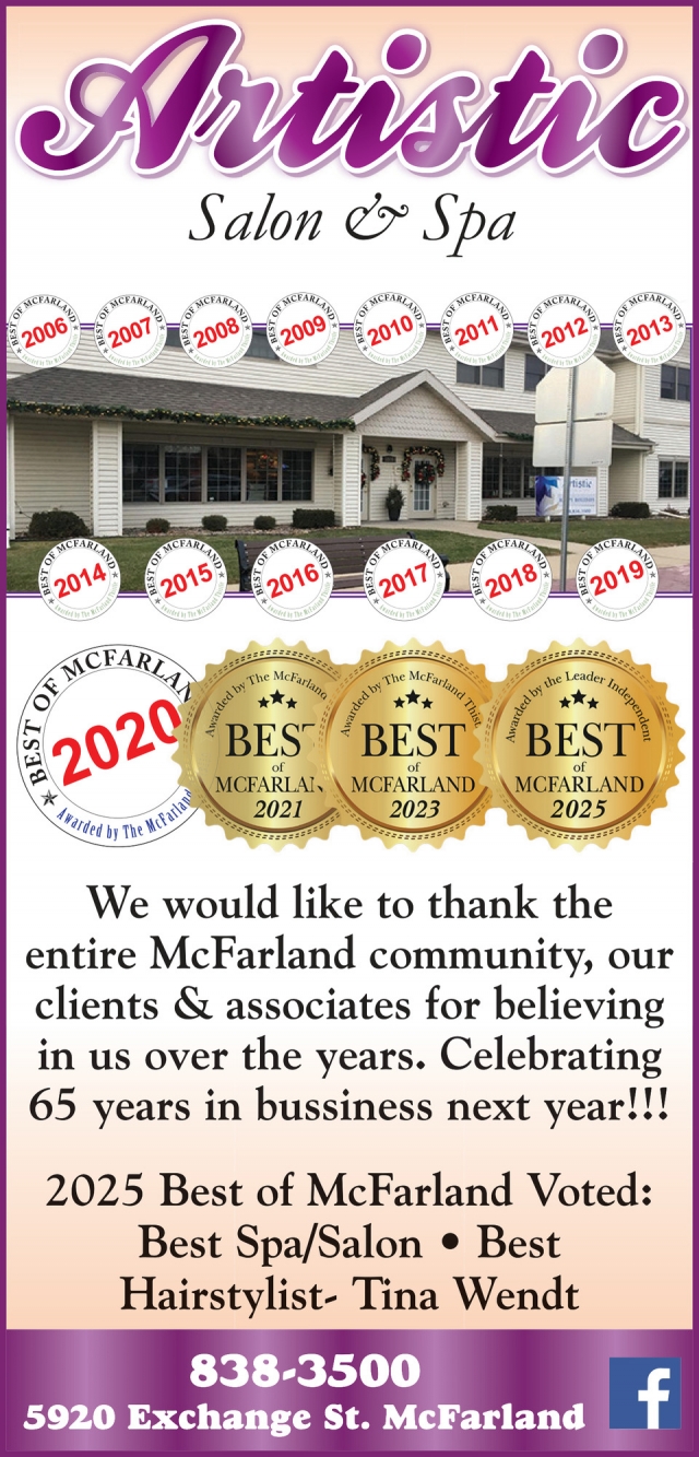 2025 Best of McFarland, Artistic Salon & Spa