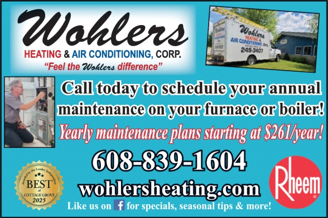 Heating & Air Conditioning, Wohlers Heating & Air Conditioning Corp., Cottage Grove, WI