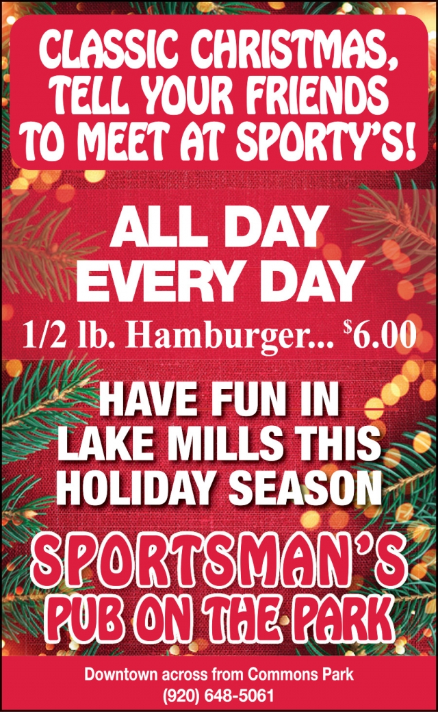 Classic Christmas, Sportsman's Pub on the Park, Lake Mills, WI