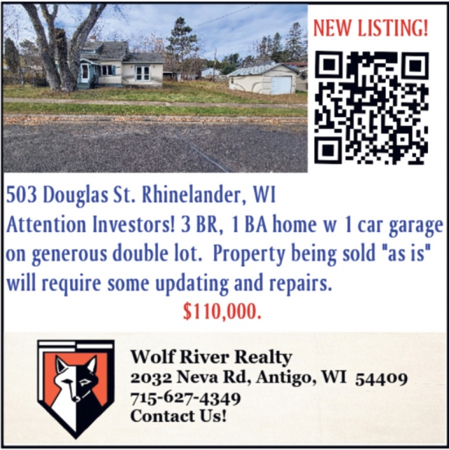 New Listing, Wolf River Realty, Antigo, WI