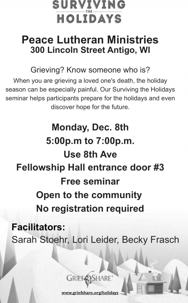 Surviving the Holidays, Surviving the Holidays at Peace Lutheran Ministries (December 8, 2025)