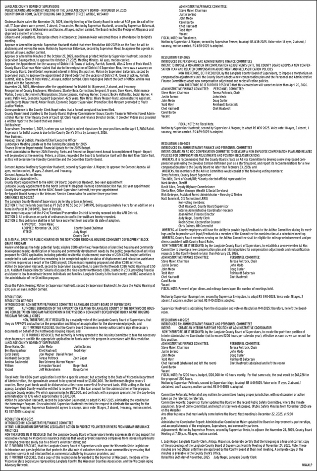 Public Hearing, Langlade County