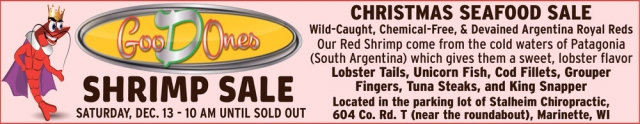 Shrimp Sale, Good Ones Shrimp Sale (December 13, 2025)