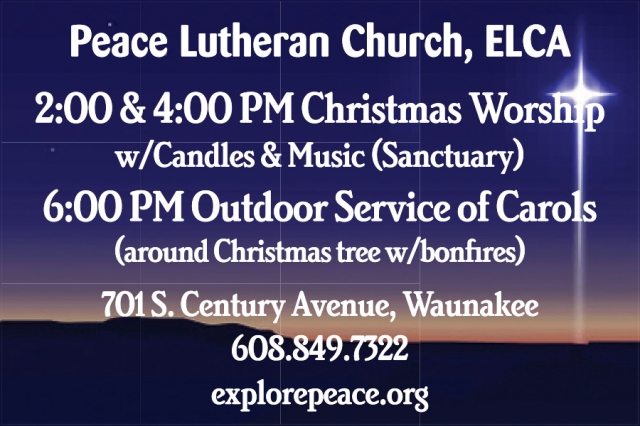 Christmas Worship, Peace Lutheran Church - Waunakee, Waunakee, WI