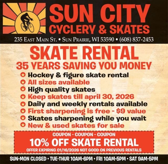 Skate Rental, Sun City Cyclery & Skates, Sun Prairie, WI