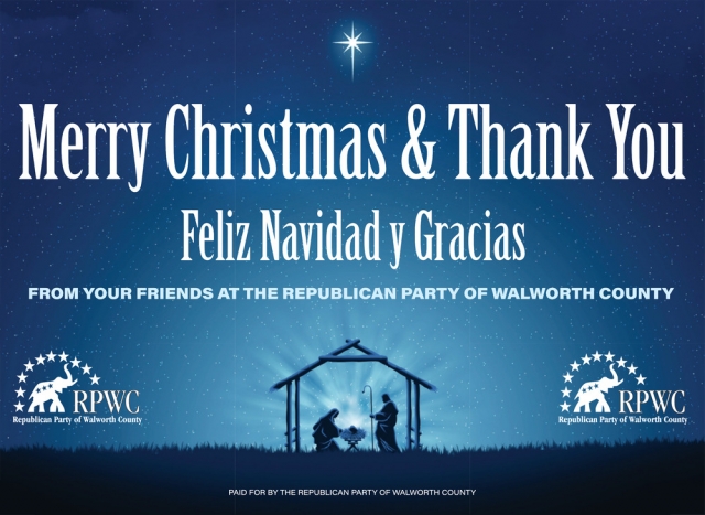 Merry Christmas, Republican Party of Walworth County, Elkhorn, WI