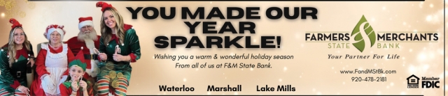 You Made Our Year Sparkle!, Farmers Merchants State Bank, Oconomowoc, WI