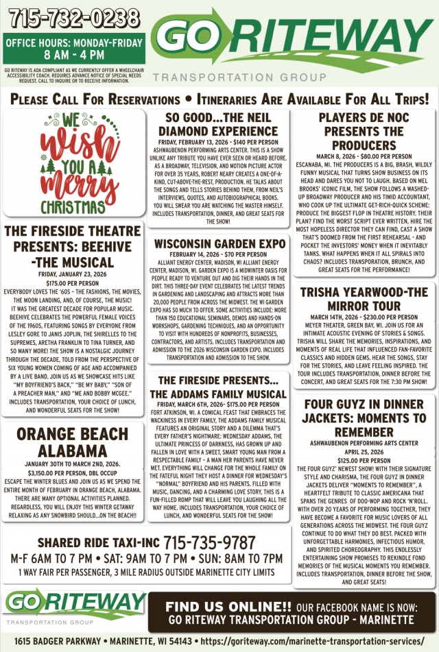 We Wish You a Merry Christmas, GO Riteway Transportation Group, Oak Creek, WI