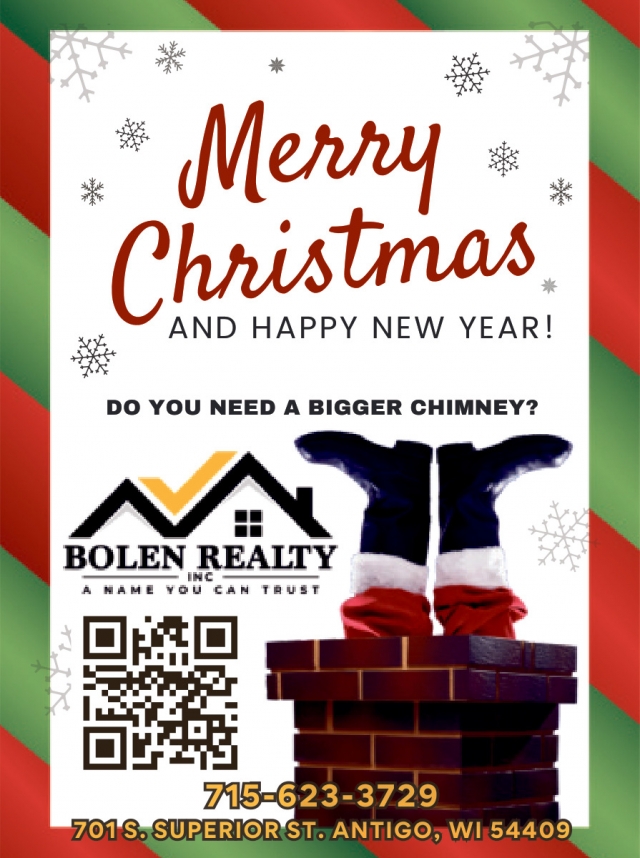 Merry Christmas, Bolen Realty, Antigo, WI