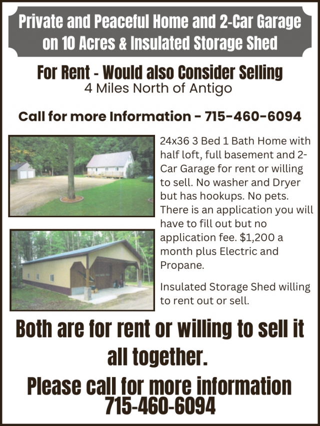 Private and Peaceful Home, 715-460-6094