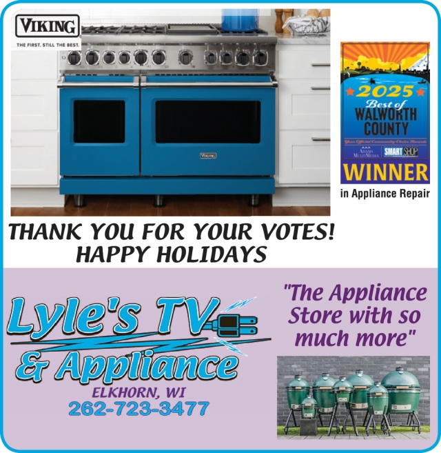 Thank You for Your Votes!, Lyle's TV & Appliance, Elkhorn, WI