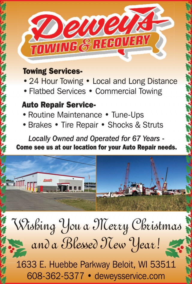 Towing Services, Deweys Towing & Recovery, South Beloit, IL