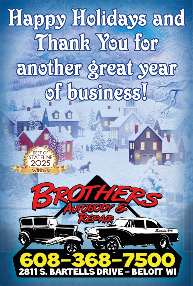 Happy Holidays, Brothers Auto & Repair, Beloit, WI